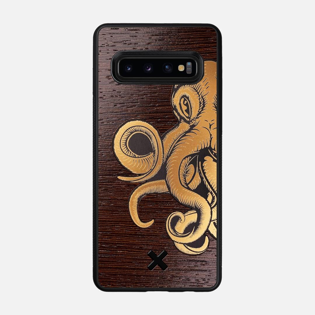 Kraken 2 Case for the Samsung Galaxy S10 featuring an Engraved Gold and Wenge Wood backer with the Keyway X Mark#Phone Model_Galaxy S10