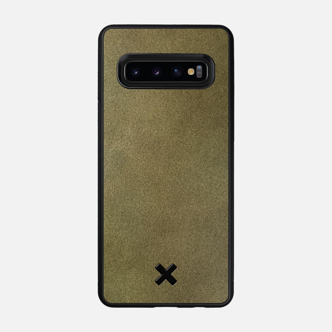 Olive Leather Case for the Samsung Galaxy S10 featuring a Genuine Leather backer with the Keyway X Mark#Phone Model_Galaxy S10