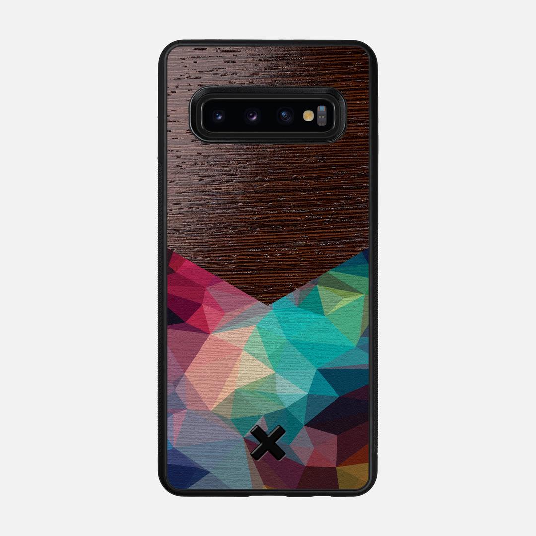 Prism Case for the Samsung Galaxy S10 featuring a UV Printed Wenge Wood backer with the Keyway X Mark#Phone Model_Galaxy S10