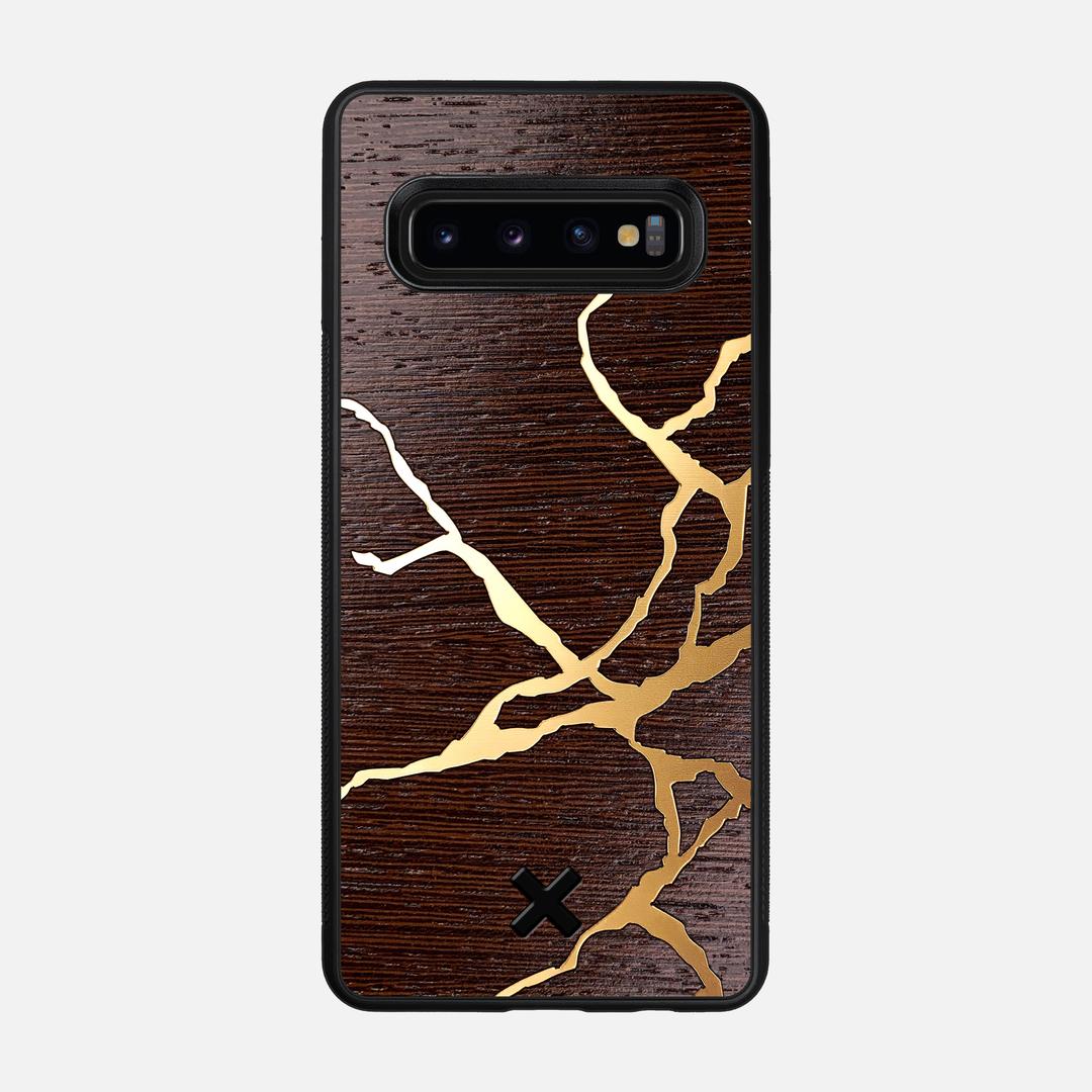 Restore Case for the Samsung Galaxy S10 featuring a Gold and Wenge Wood backer with the Keyway X Mark#Phone Model_Galaxy S10