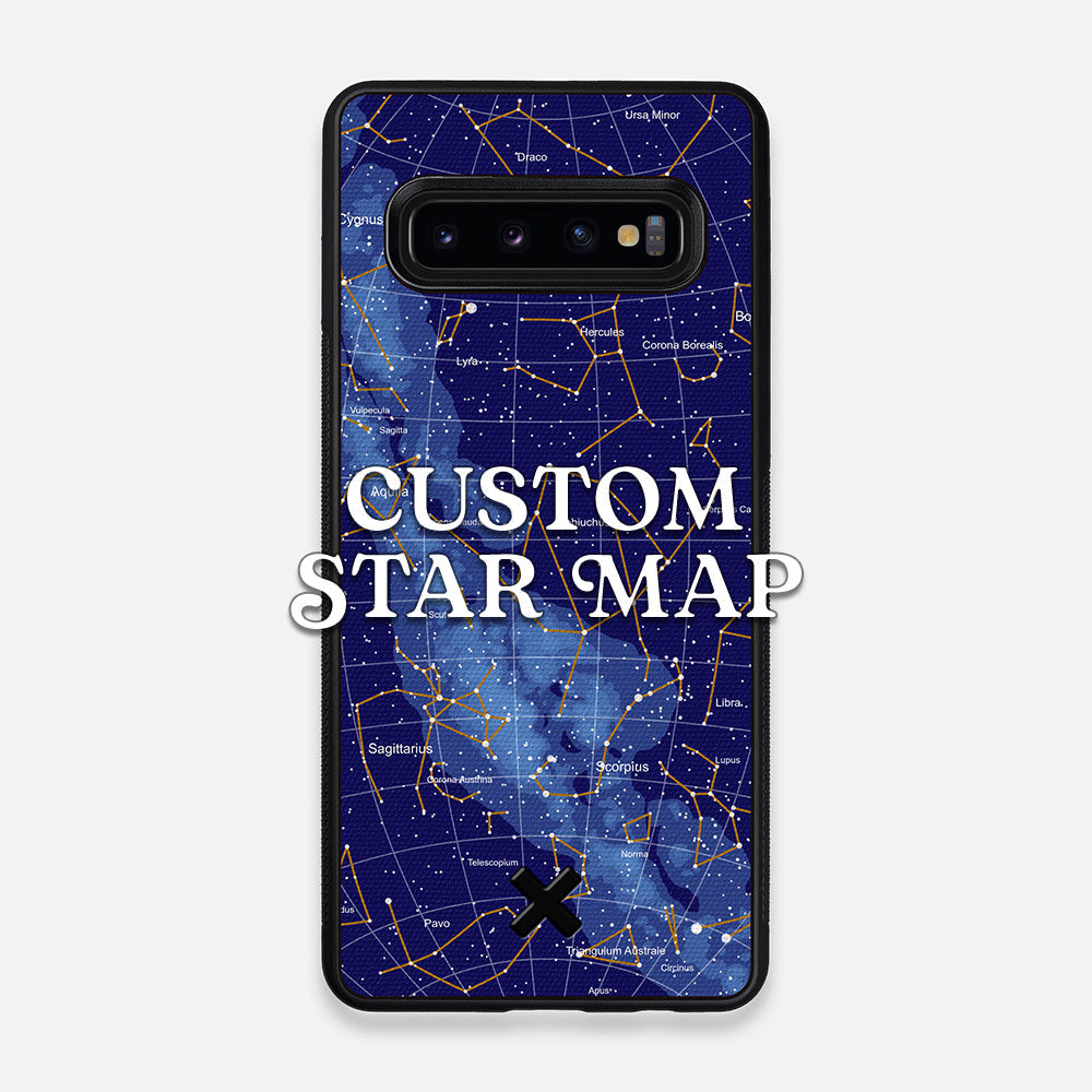 Front view of the Custom Star Map Printed Canvas Galaxy S10 Case by Keyway Designs