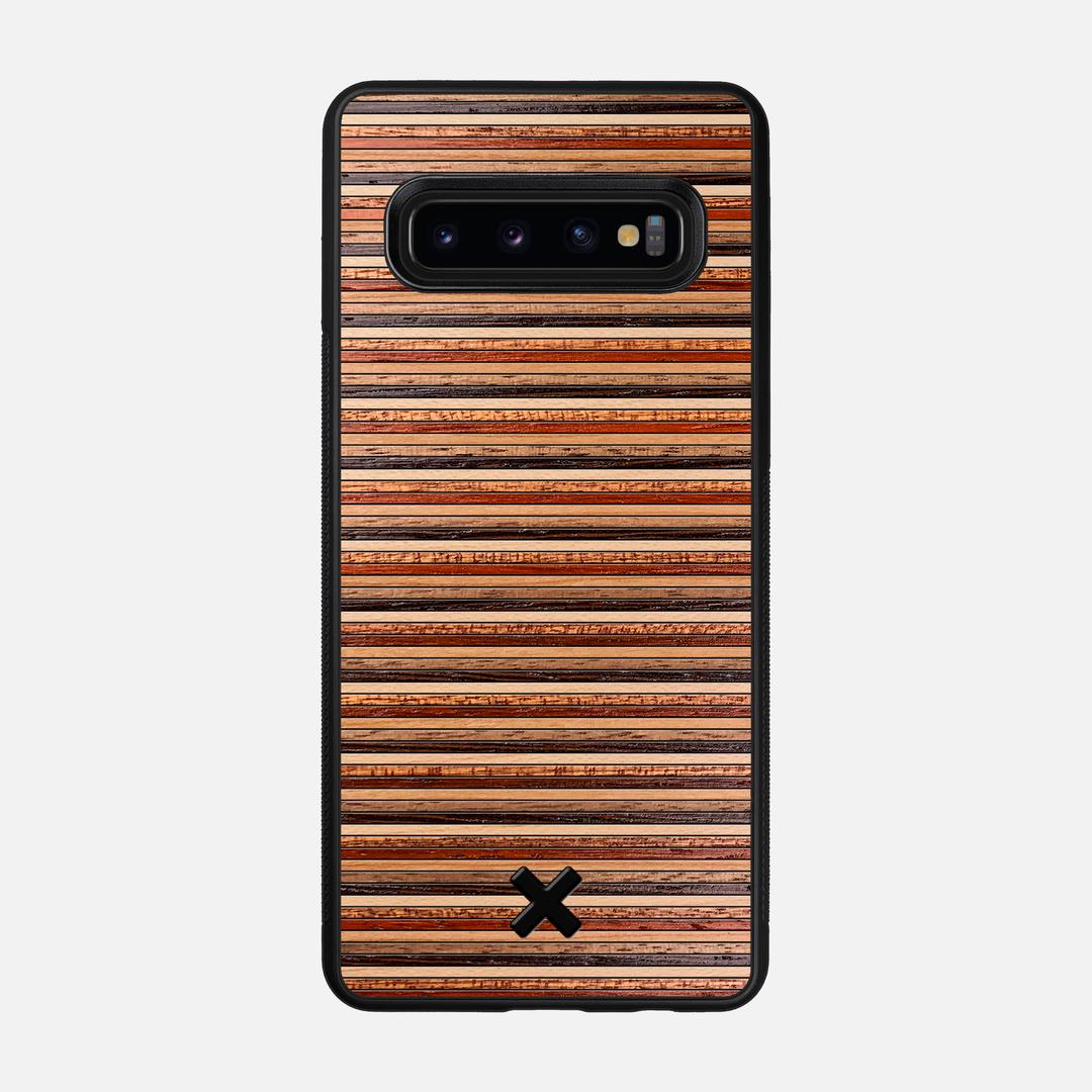 Strata Case for the Samsung Galaxy S10 featuring a Maple, Sapele, Padauk, Cherry, Walnut, and Wenge Wood backer with the Keyway X Mark#Phone Model_Galaxy S10