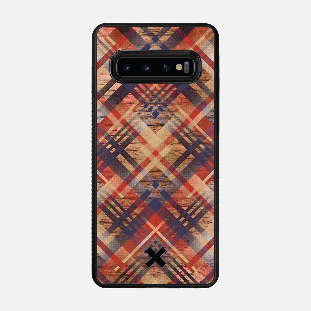 Tartan Case for the Samsung Galaxy S10 featuring a UV Printed Walnut Wood backer with the Keyway X Mark#Phone Model_Galaxy S10