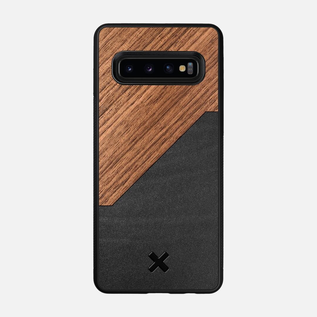 Walnut Rift Case for the Samsung Galaxy S10 featuring a Genuine Leather and Walnut Wood backer with the Keyway X Mark#Phone Model_Galaxy S10