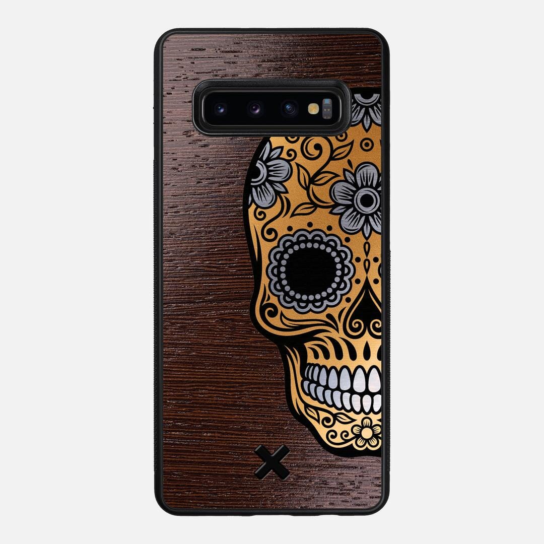 Calavera Case for the Samsung Galaxy S10 Plus featuring an Engraved Gold and Wenge Wood backer with the Keyway X Mark#Phone Model_Galaxy S10 Plus