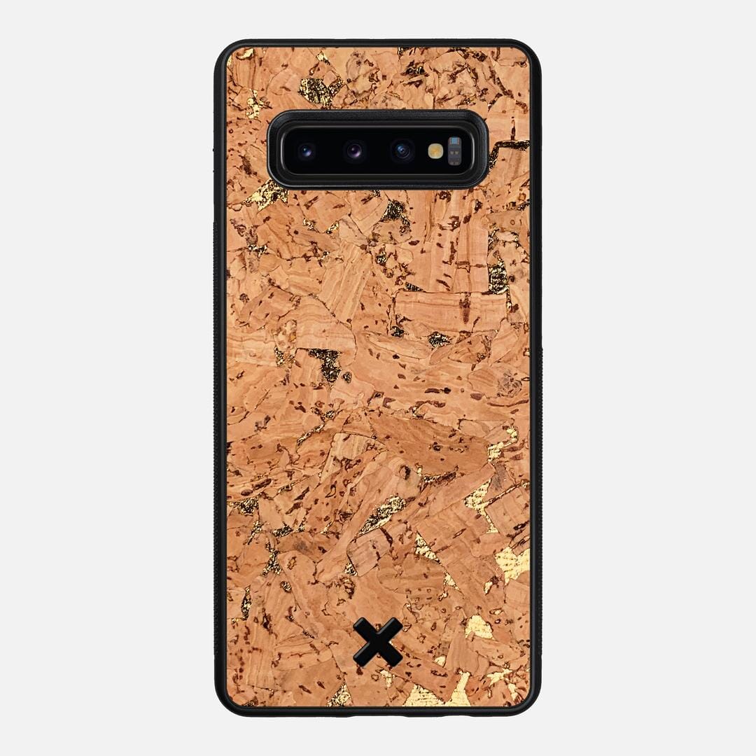 Gold Cork Case for the Samsung Galaxy S10 Plus featuring a Genuine Cork backer with the Keyway X Mark#Phone Model_Galaxy S10 Plus