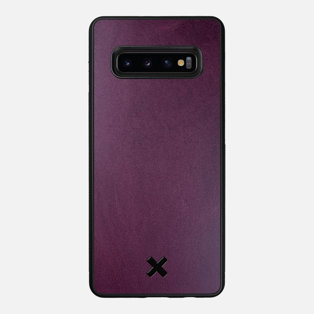 Plum Leather Case for the Samsung Galaxy S10 Plus featuring a Genuine Leather backer with the Keyway X Mark#Phone Model_Galaxy S10 Plus