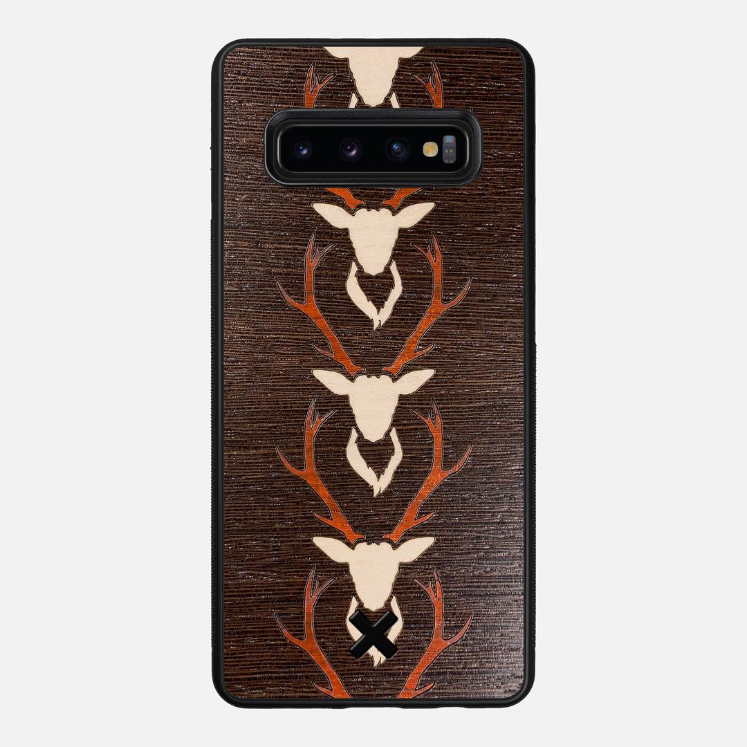 Stag Case for the Samsung Galaxy S10 Plus featuring a Maple & Padauk Deer Inlay on a Wenge Wood backer with the Keyway X Mark#Phone Model_Galaxy S10 Plus