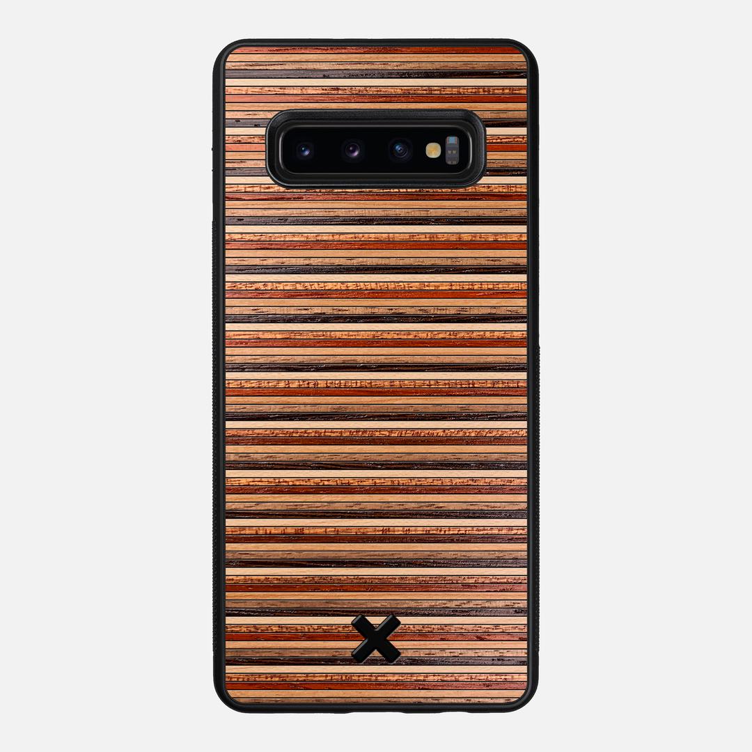 Strata Case for the Samsung Galaxy S10 Plus featuring a Maple, Sapele, Padauk, Cherry, Walnut, and Wenge Wood backer with the Keyway X Mark#Phone Model_Galaxy S10 Plus