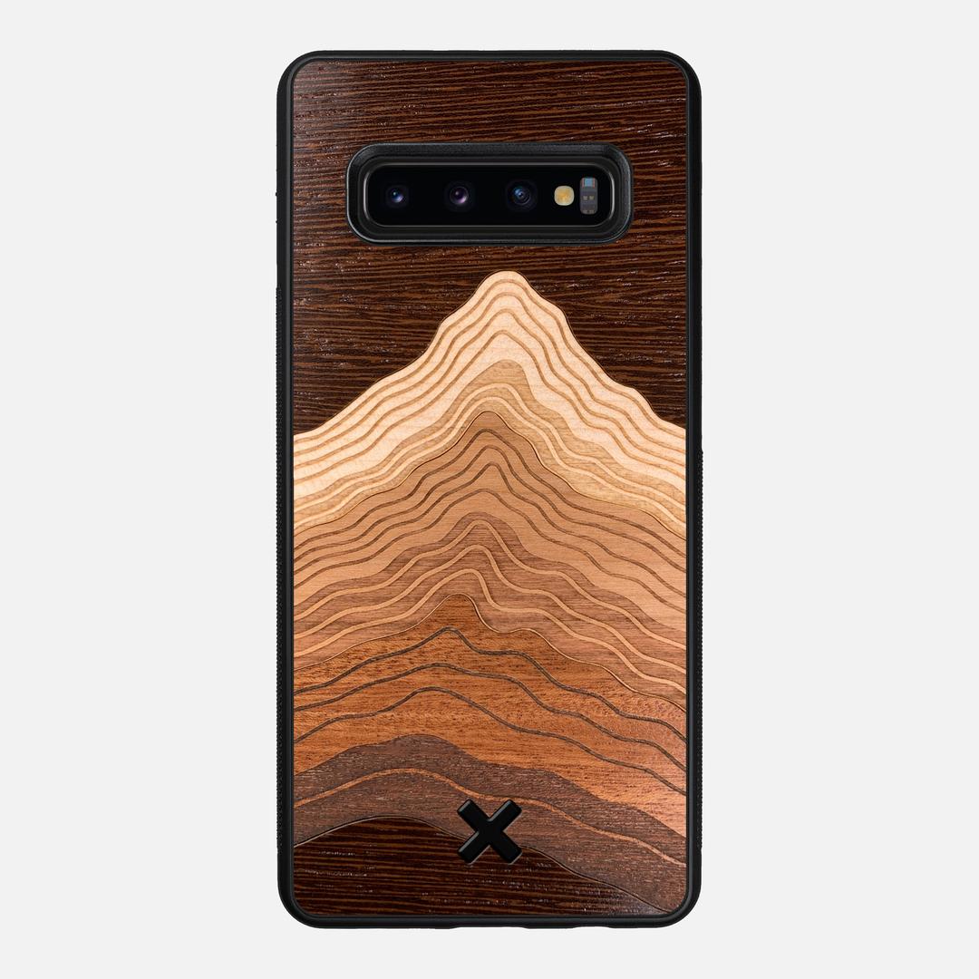 Summit Case for the Samsung Galaxy S10 Plus featuring a mountain of Wenge, Maple, Cherry, and Sapele Wood backer with the Keyway X Mark#Phone Model_Galaxy S10 Plus