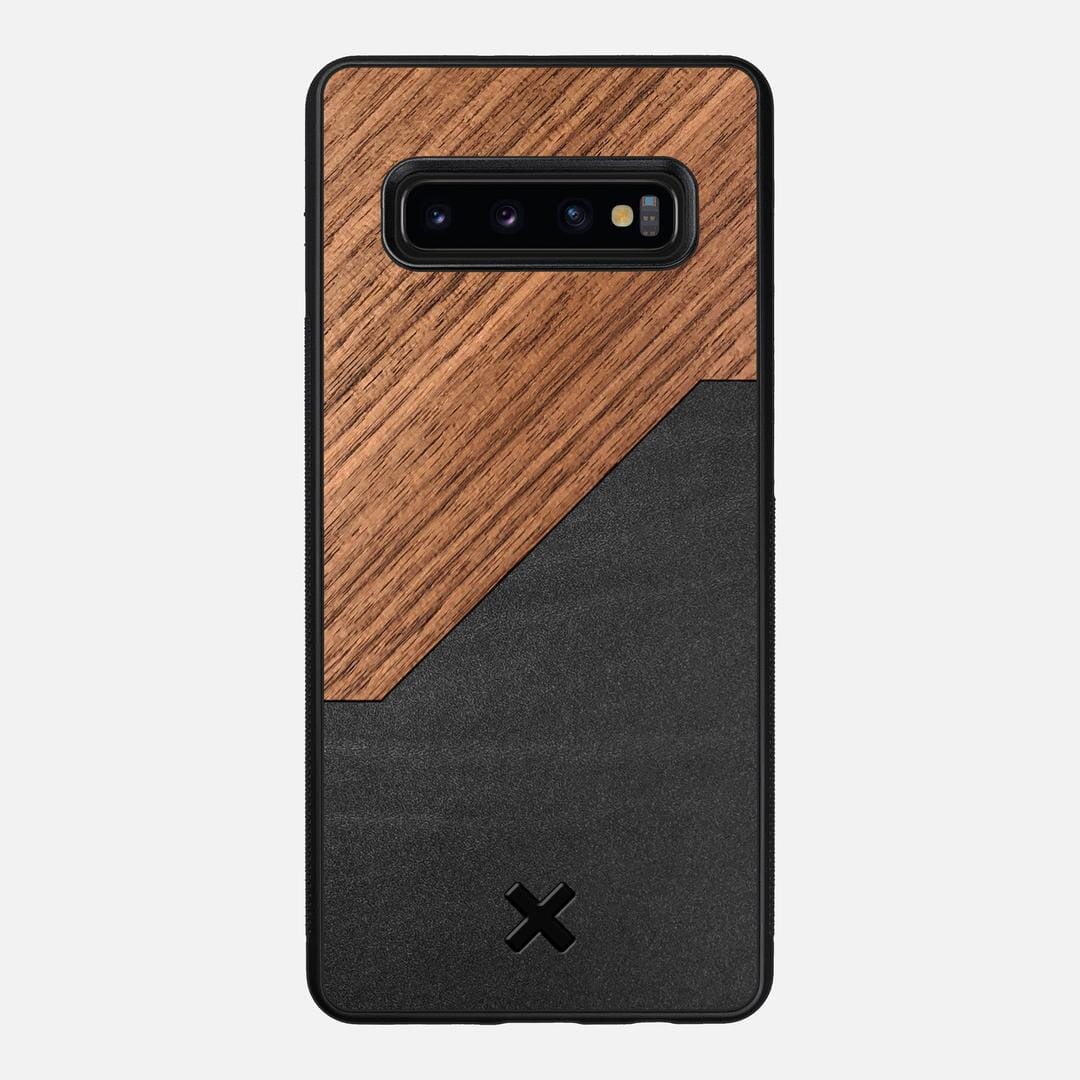 Walnut Rift Case for the Samsung Galaxy S10 Plus featuring a Genuine Leather and Walnut Wood backer with the Keyway X Mark#Phone Model_Galaxy S10 Plus
