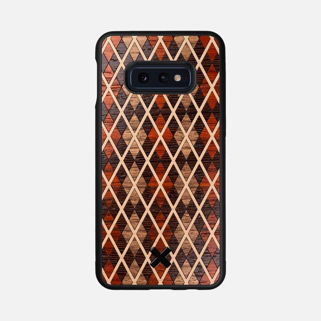 Argyle Case for the Samsung Galaxy S10e featuring a Walnut, Padauk, Wenge, and Maple Wood backer with the Keyway X Mark#Phone Model_Galaxy S10e