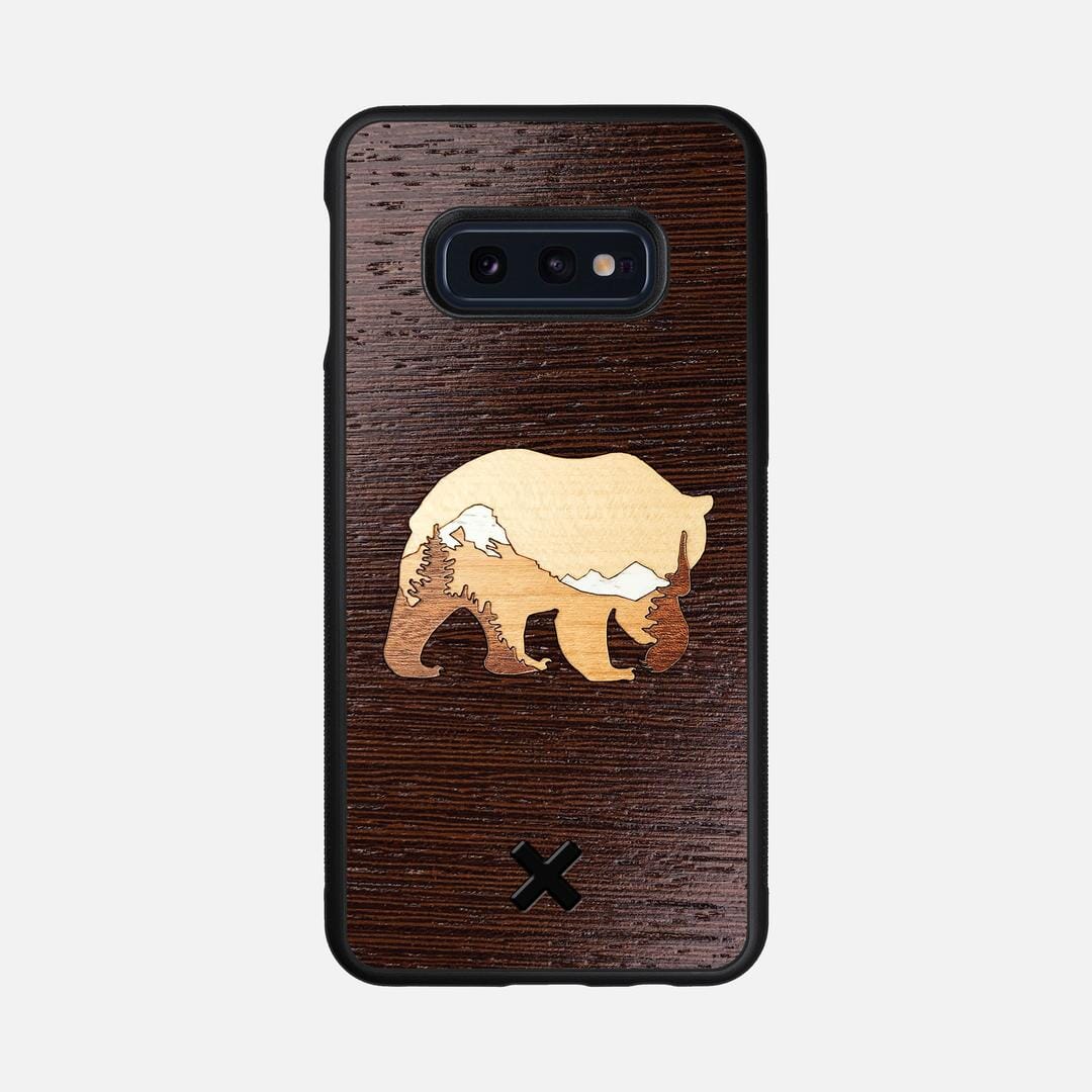 Bear Mountain Case for the Samsung Galaxy S10e featuring a Wenge, Maple, Cherry, and Sapele Wood backer with the Keyway X Mark#Phone Model_Galaxy S10e