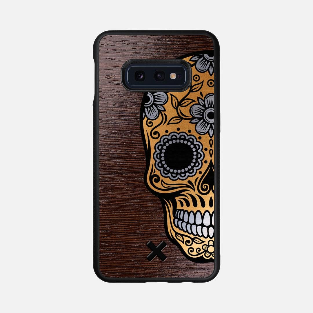 Calavera Case for the Samsung Galaxy S10e featuring an Engraved Gold and Wenge Wood backer with the Keyway X Mark#Phone Model_Galaxy S10e