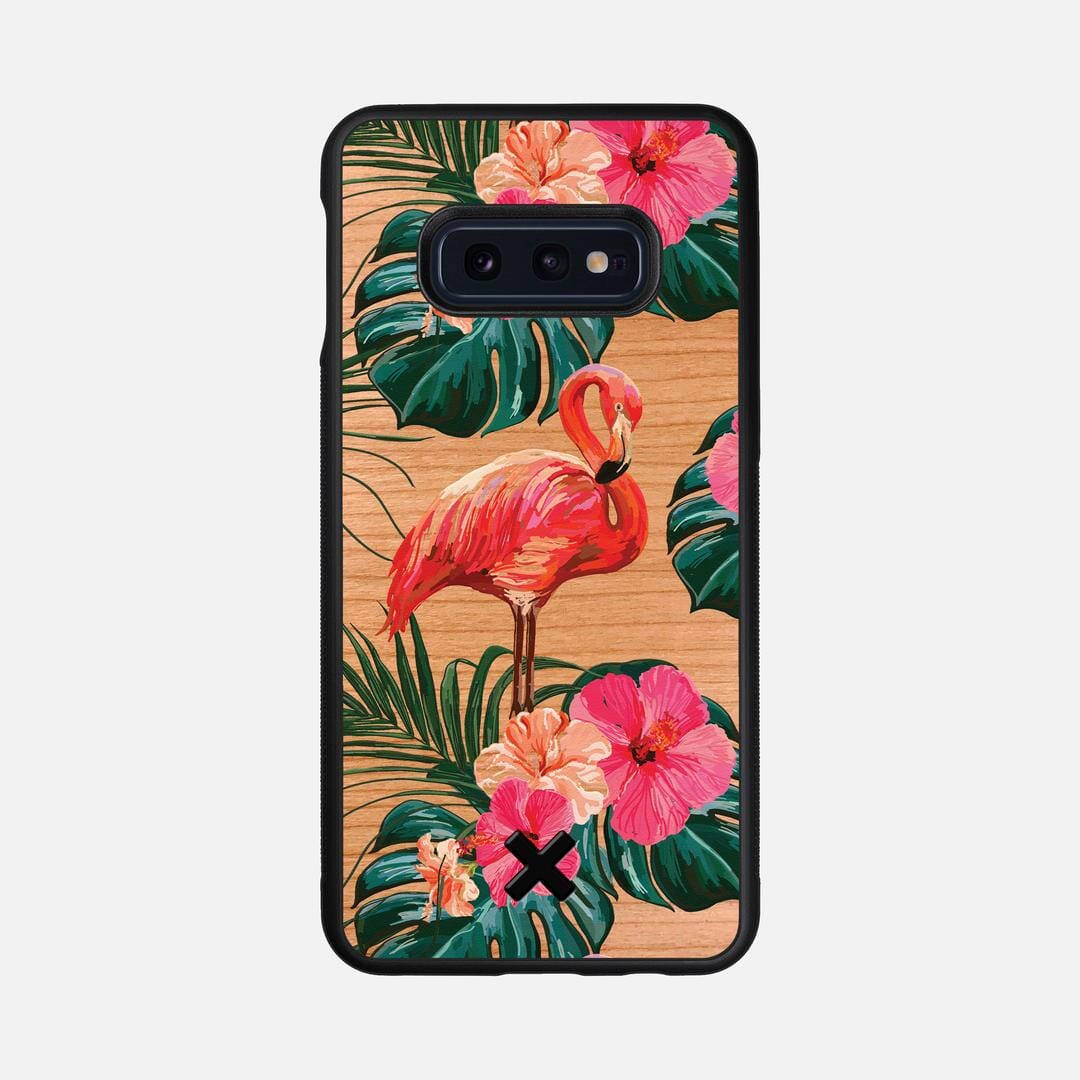 Flamingo Case for the Samsung Galaxy S10e featuring a UV Printed Cherry Wood backer with the Keyway X Mark#Phone Model_Galaxy S10e