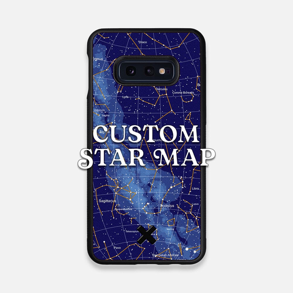 Front view of the Custom Star Map Printed Canvas Galaxy S10e Case by Keyway Designs