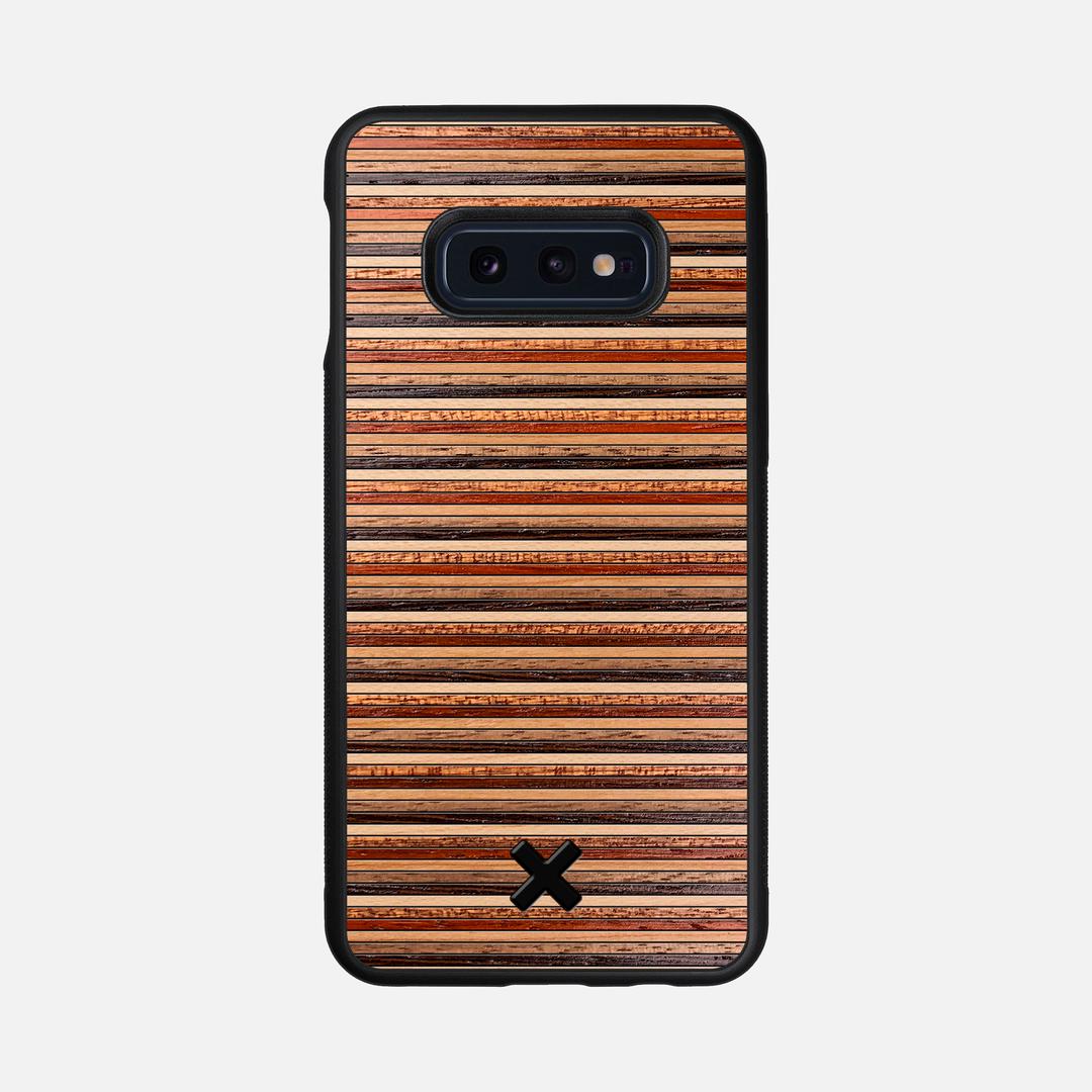Strata Case for the Samsung Galaxy S10e featuring a Maple, Sapele, Padauk, Cherry, Walnut, and Wenge Wood backer with the Keyway X Mark#Phone Model_Galaxy S10e