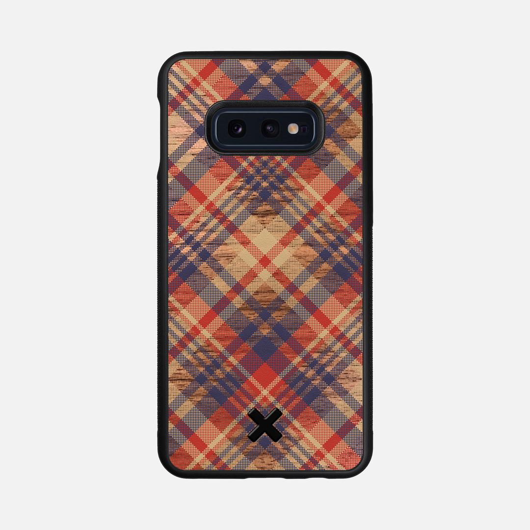 Tartan Case for the Samsung Galaxy S10e featuring a UV Printed Walnut Wood backer with the Keyway X Mark#Phone Model_Galaxy S10e