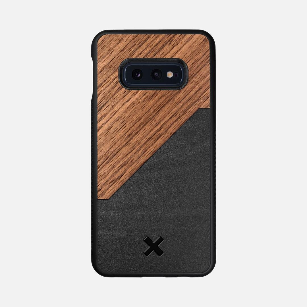 Walnut Rift Case for the Samsung Galaxy S10e featuring a Genuine Leather and Walnut Wood backer with the Keyway X Mark#Phone Model_Galaxy S10e