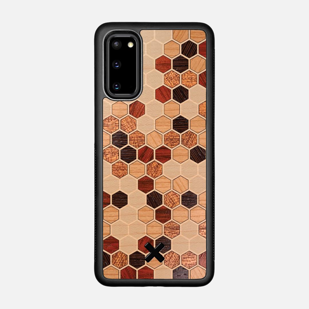 Cellular Case for the Samsung Galaxy S20 featuring a Maple, Cherry, Sapele, Padauk, and Wenge Wood backer with the Keyway X Mark#Phone Model_Galaxy S20