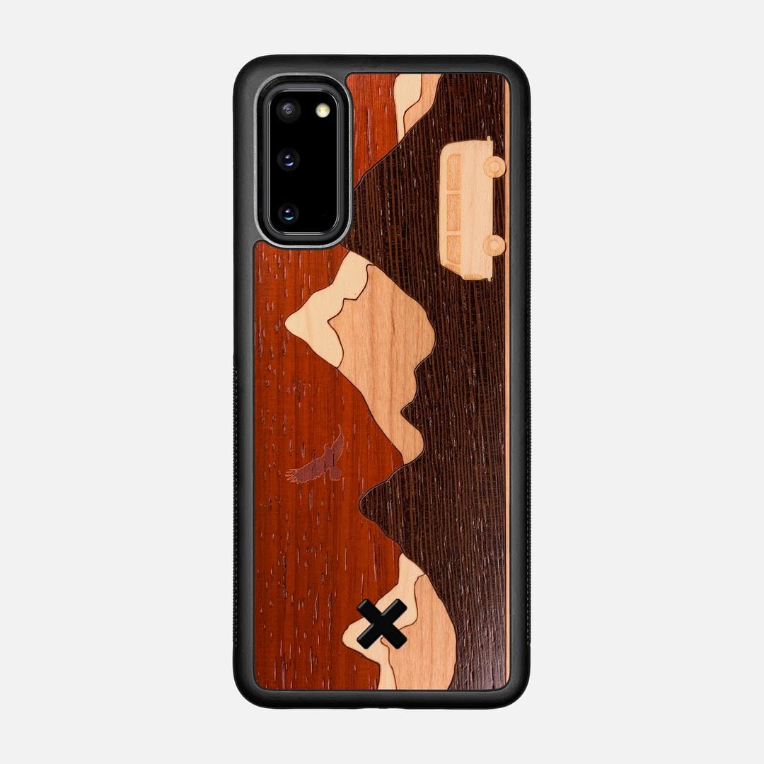 Cross Country Case for the Samsung Galaxy S20 featuring a Padauk, Maple, Cherry, and Wenge Wood backer with the Keyway X Mark#Phone Model_Galaxy S20
