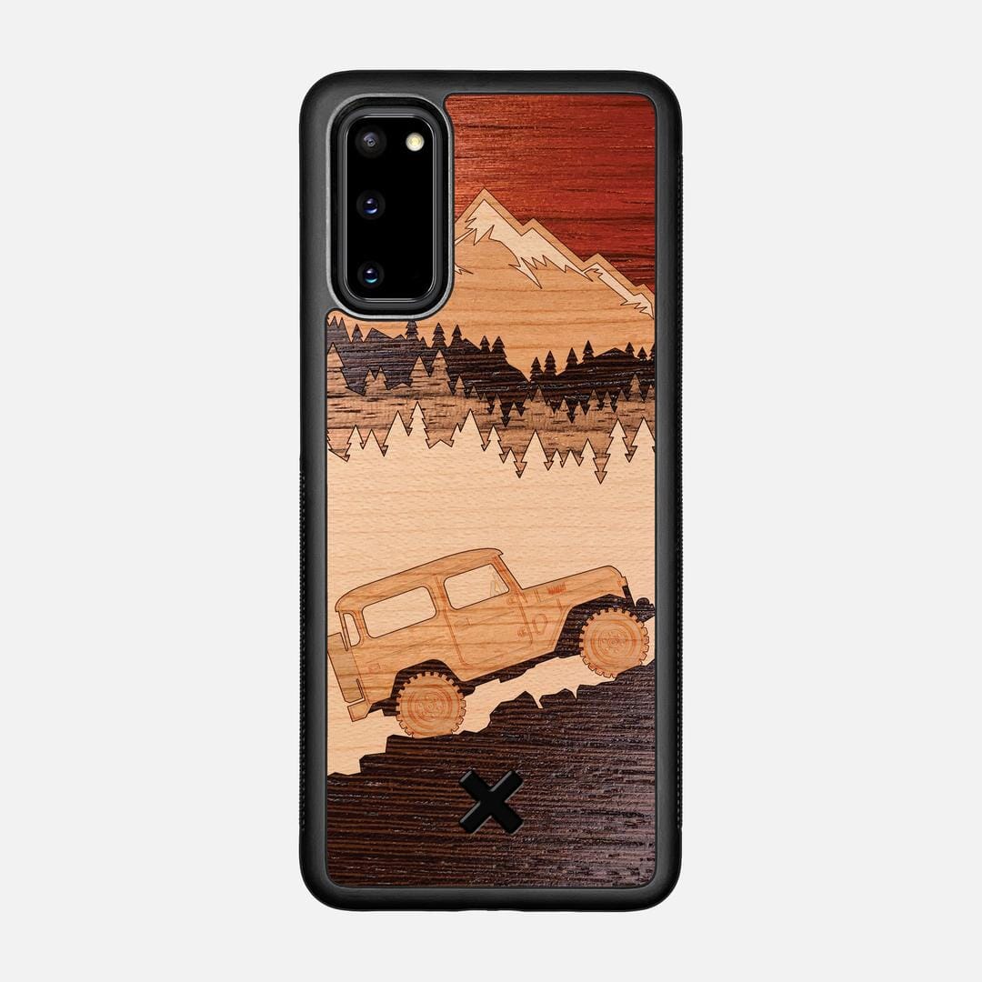 Off-Road Case for the Samsung Galaxy S20 featuring a Padauk, Cherry, Maple, and Walnut Wood backer with the Keyway X Mark#Phone Model_Galaxy S20