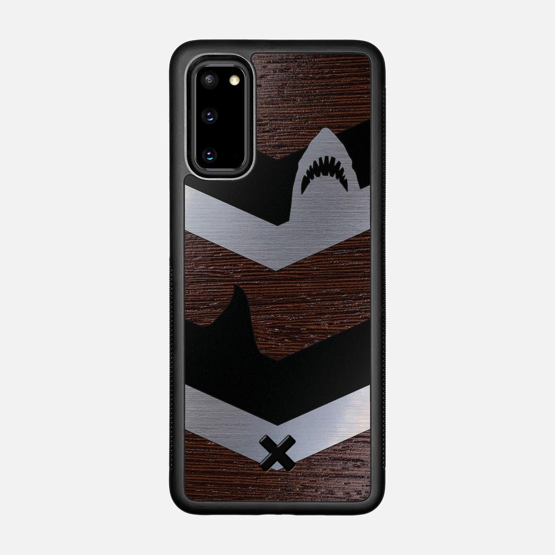 Shark Chevron Case for the Samsung Galaxy S20 featuring an Engraved Silver and Wenge Wood backer with the Keyway X Mark#Phone Model_Galaxy S20