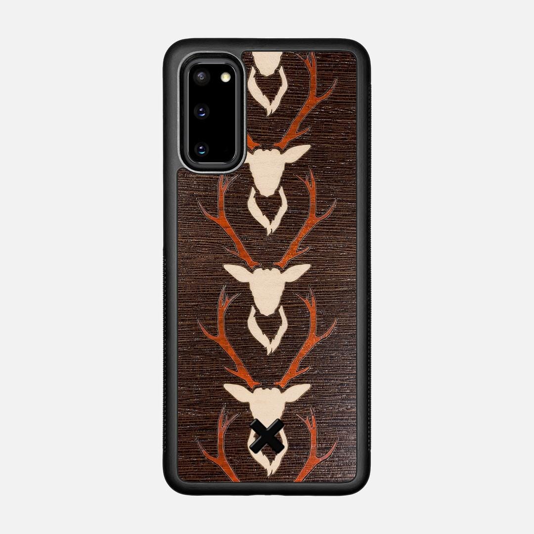 Stag Case for the Samsung Galaxy S20 featuring a Maple & Padauk Deer Inlay on a Wenge Wood backer with the Keyway X Mark#Phone Model_Galaxy S20