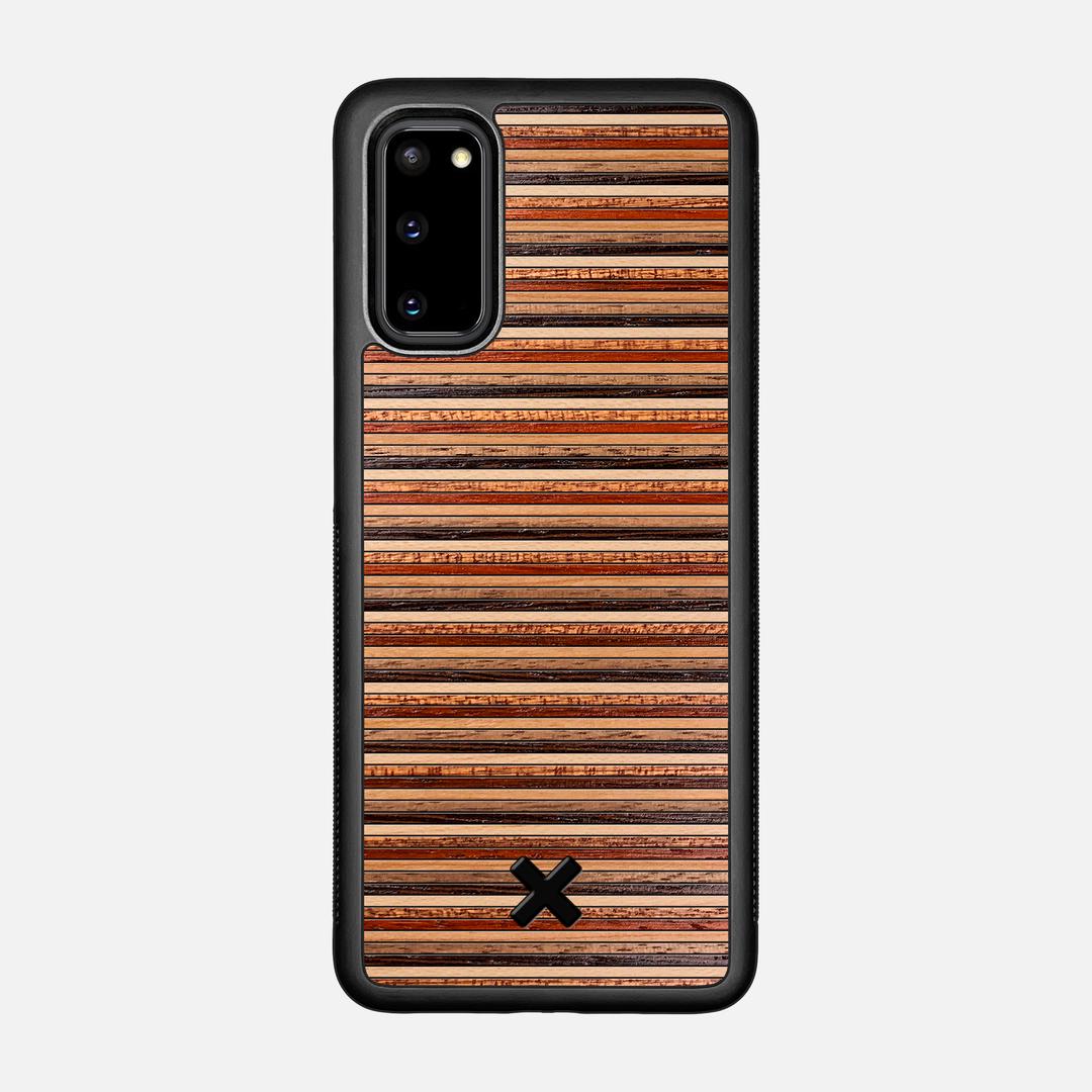 Strata Case for the Samsung Galaxy S20 featuring a Maple, Sapele, Padauk, Cherry, Walnut, and Wenge Wood backer with the Keyway X Mark#Phone Model_Galaxy S20