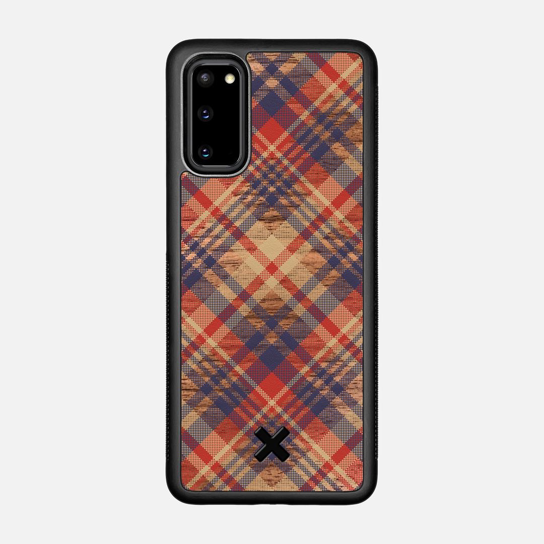 Tartan Case for the Samsung Galaxy S20 featuring a UV Printed Walnut Wood backer with the Keyway X Mark#Phone Model_Galaxy S20