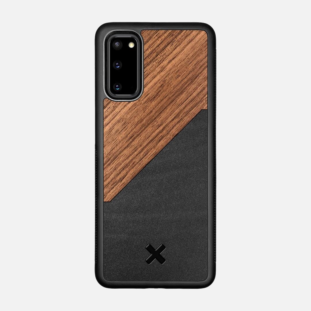 Walnut Rift Case for the Samsung Galaxy S20 featuring a Genuine Leather and Walnut Wood backer with the Keyway X Mark#Phone Model_Galaxy S20