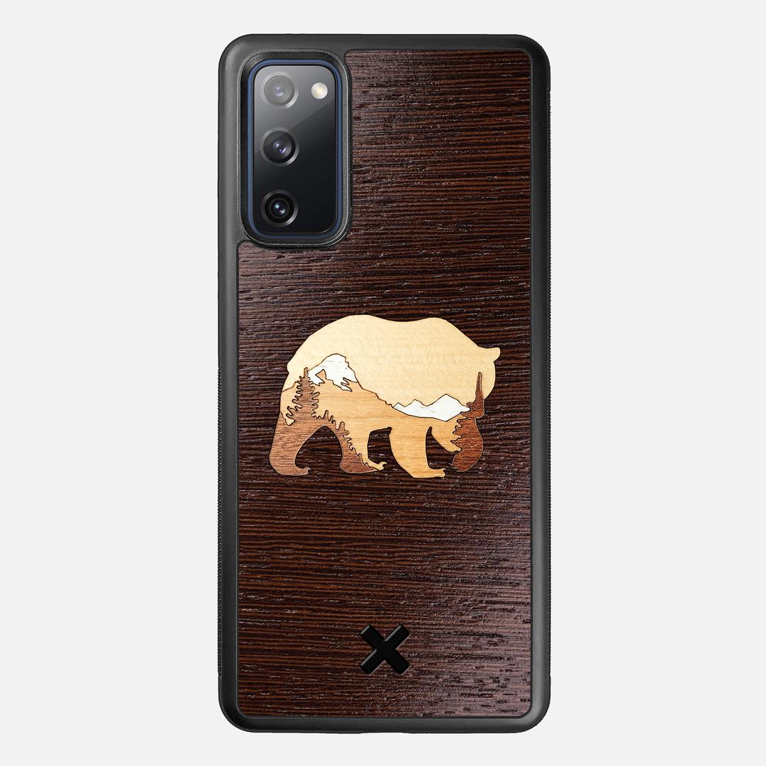 Bear Mountain Case for the Samsung Galaxy S20 FE featuring a Wenge, Maple, Cherry, and Sapele Wood backer with the Keyway X Mark#Phone Model_Galaxy S20 FE