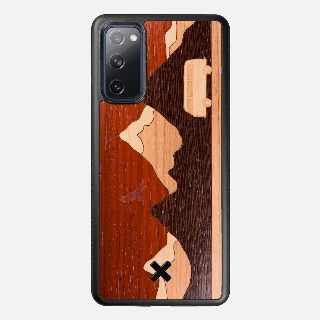 Cross Country Case for the Samsung Galaxy S20 FE featuring a Padauk, Maple, Cherry, and Wenge Wood backer with the Keyway X Mark#Phone Model_Galaxy S20 FE