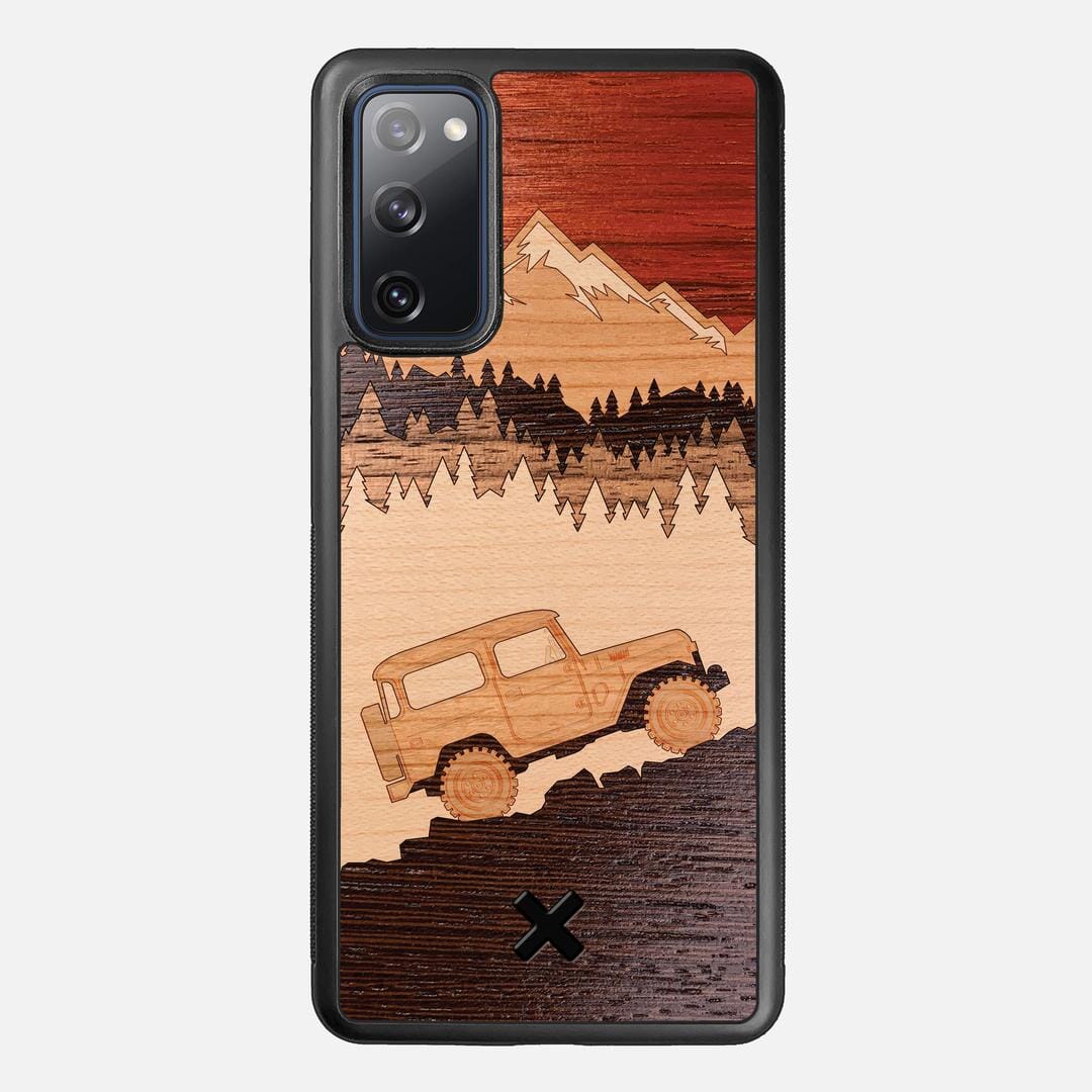 Off-Road Case for the Samsung Galaxy S20 FE featuring a Padauk, Cherry, Maple, and Walnut Wood backer with the Keyway X Mark#Phone Model_Galaxy S20 FE