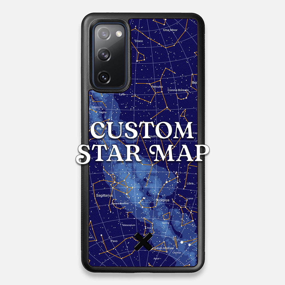 Front view of the Custom Star Map Printed Canvas Galaxy S20 FE Case by Keyway Designs