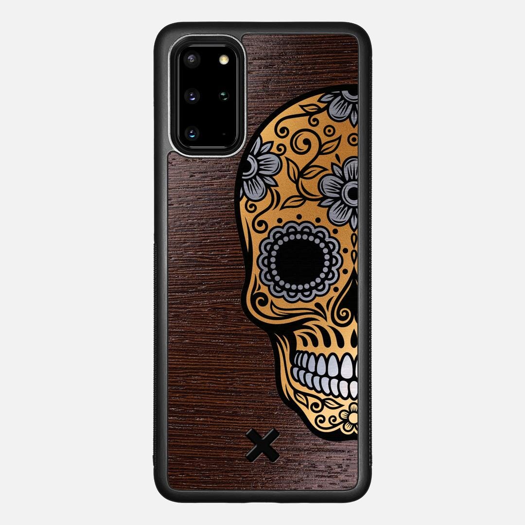 Calavera Case for the Samsung Galaxy S20 Plus featuring an Engraved Gold and Wenge Wood backer with the Keyway X Mark#Phone Model_Galaxy S20 Plus