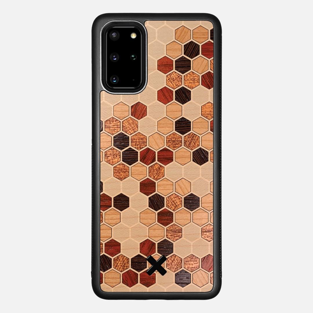 Cellular Case for the Samsung Galaxy S20 Plus featuring a Maple, Cherry, Sapele, Padauk, and Wenge Wood backer with the Keyway X Mark#Phone Model_Galaxy S20 Plus