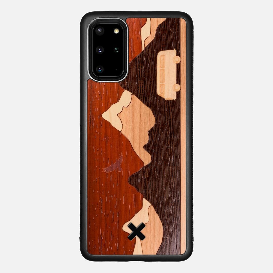 Cross Country Case for the Samsung Galaxy S20 Plus featuring a Padauk, Maple, Cherry, and Wenge Wood backer with the Keyway X Mark#Phone Model_Galaxy S20 Plus