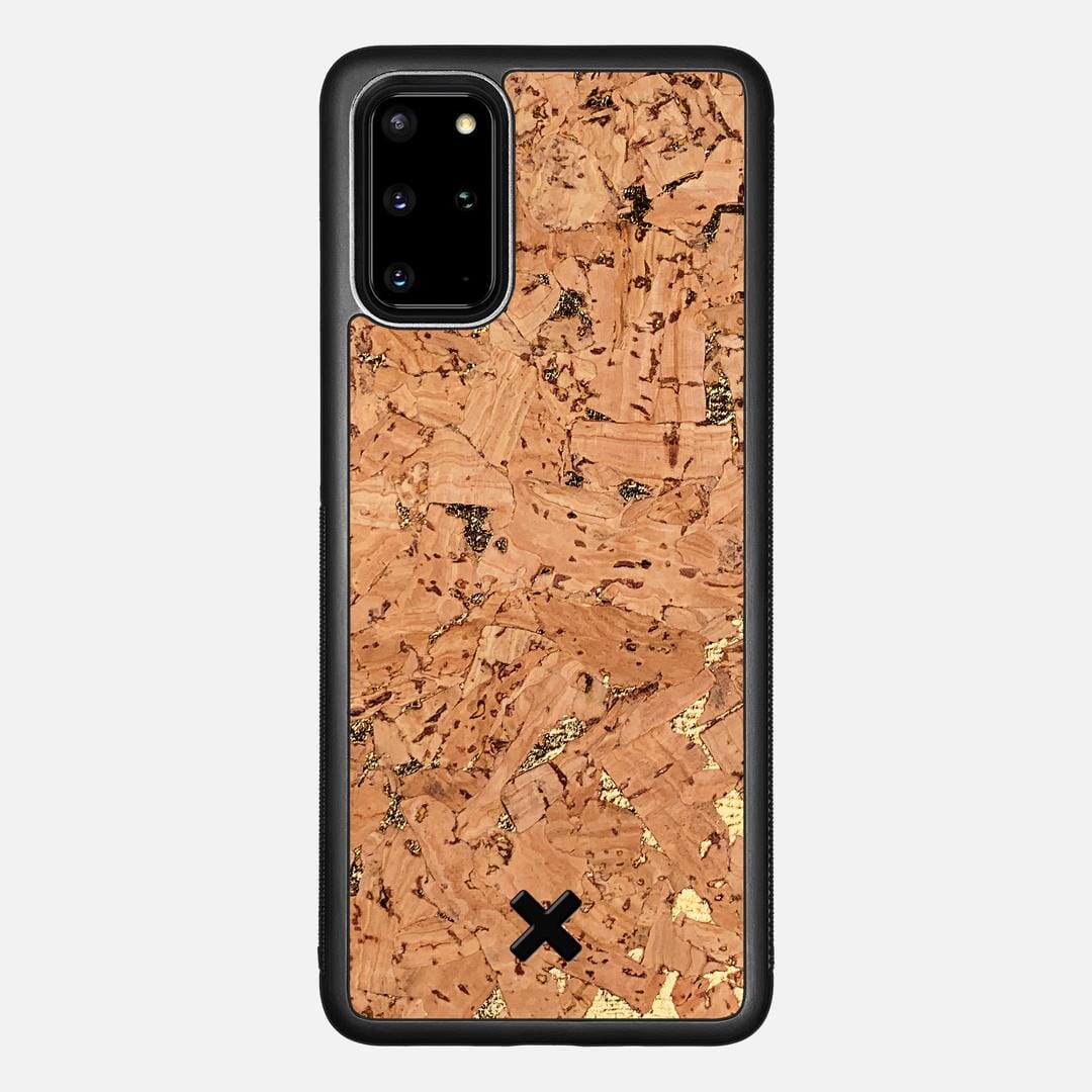 Gold Cork Case for the Samsung Galaxy S20 Plus featuring a Genuine Cork backer with the Keyway X Mark#Phone Model_Galaxy S20 Plus