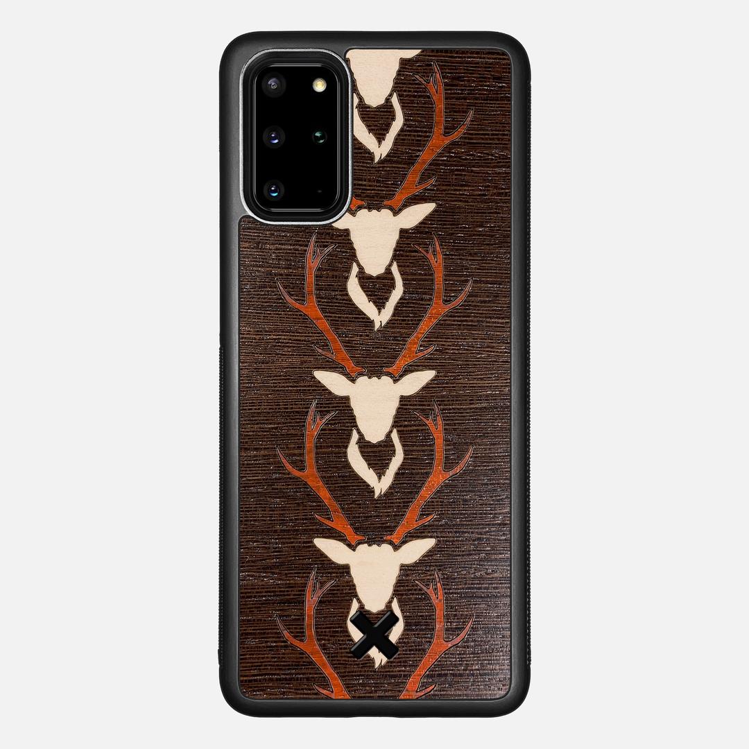 Stag Case for the Samsung Galaxy S20 Plus featuring a Maple & Padauk Deer Inlay on a Wenge Wood backer with the Keyway X Mark#Phone Model_Galaxy S20 Plus