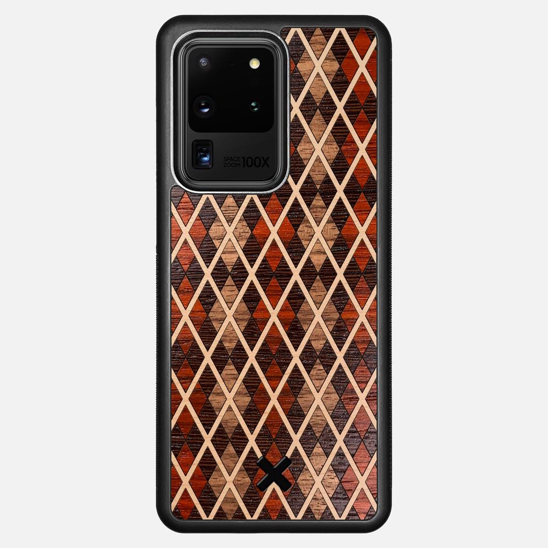 Argyle Case for the Samsung Galaxy S20 Ultra featuring a Walnut, Padauk, Wenge, and Maple Wood backer with the Keyway X Mark#Phone Model_Galaxy S20 Ultra