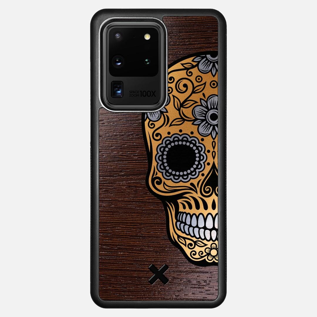 Calavera Case for the Samsung Galaxy S20 Ultra featuring an Engraved Gold and Wenge Wood backer with the Keyway X Mark#Phone Model_Galaxy S20 Ultra