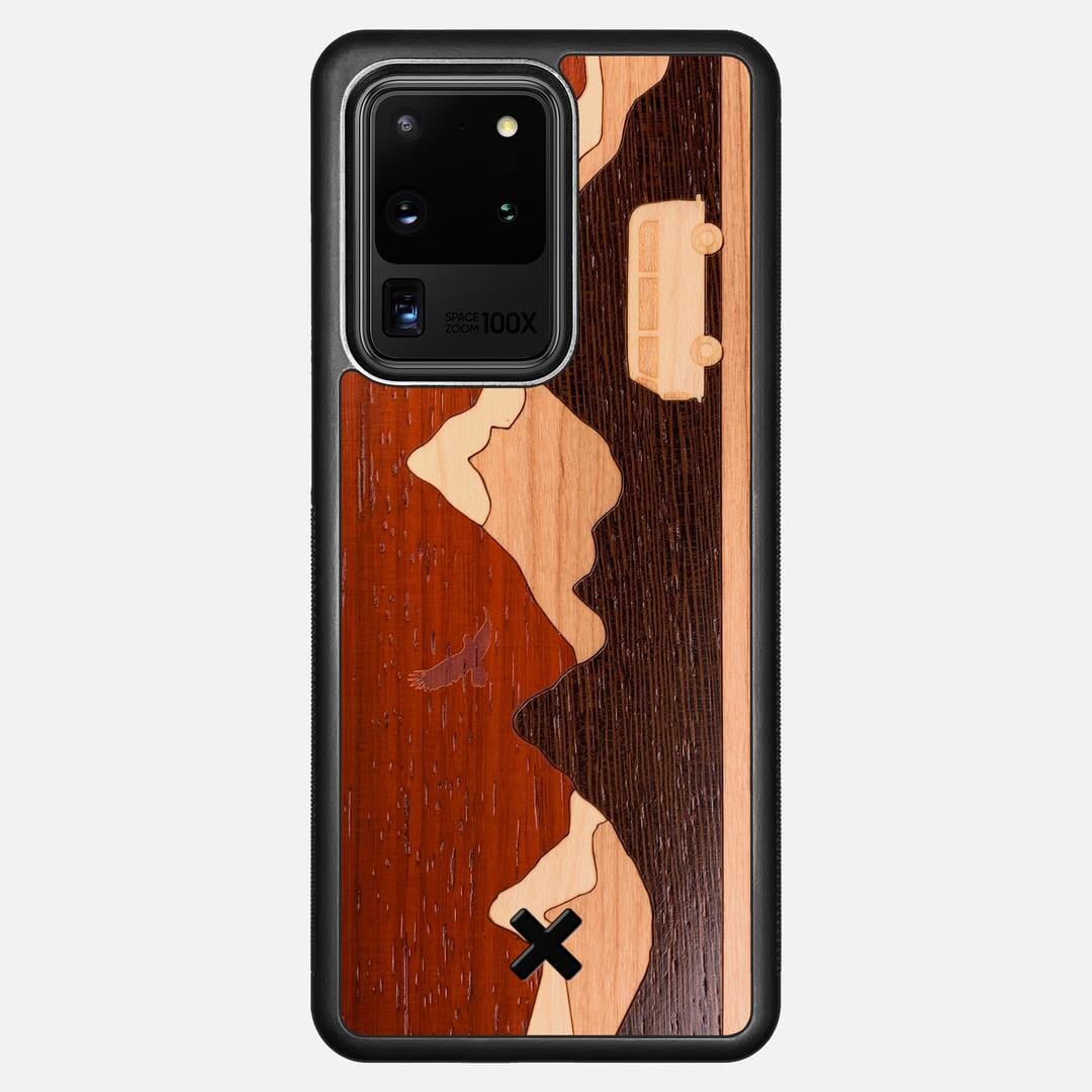 Cross Country Case for the Samsung Galaxy S20 Ultra featuring a Padauk, Maple, Cherry, and Wenge Wood backer with the Keyway X Mark#Phone Model_Galaxy S20 Ultra