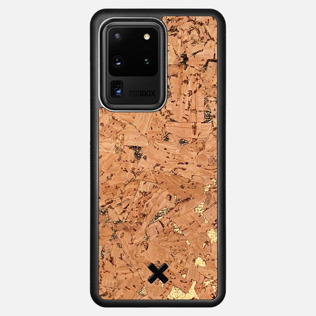 Gold Cork Case for the Samsung Galaxy S20 Ultra featuring a Genuine Cork backer with the Keyway X Mark#Phone Model_Galaxy S20 Ultra