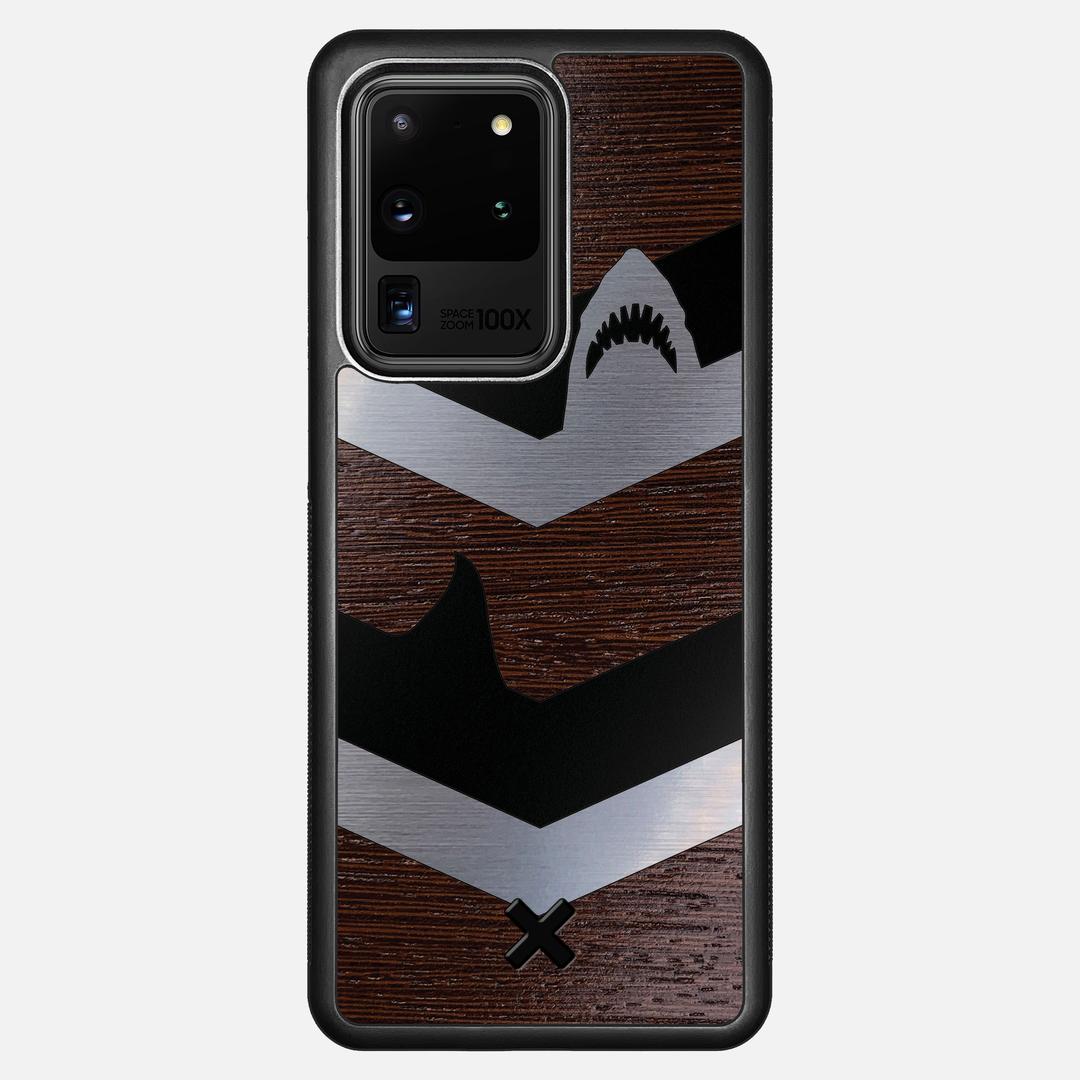 Shark Chevron Case for the Samsung Galaxy S20 Ultra featuring an Engraved Silver and Wenge Wood backer with the Keyway X Mark#Phone Model_Galaxy S20 Ultra