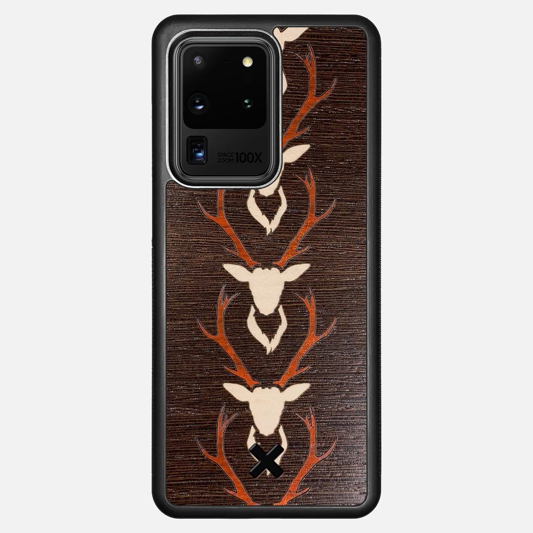 Stag Case for the Samsung Galaxy S20 Ultra featuring a Maple & Padauk Deer Inlay on a Wenge Wood backer with the Keyway X Mark#Phone Model_Galaxy S20 Ultra