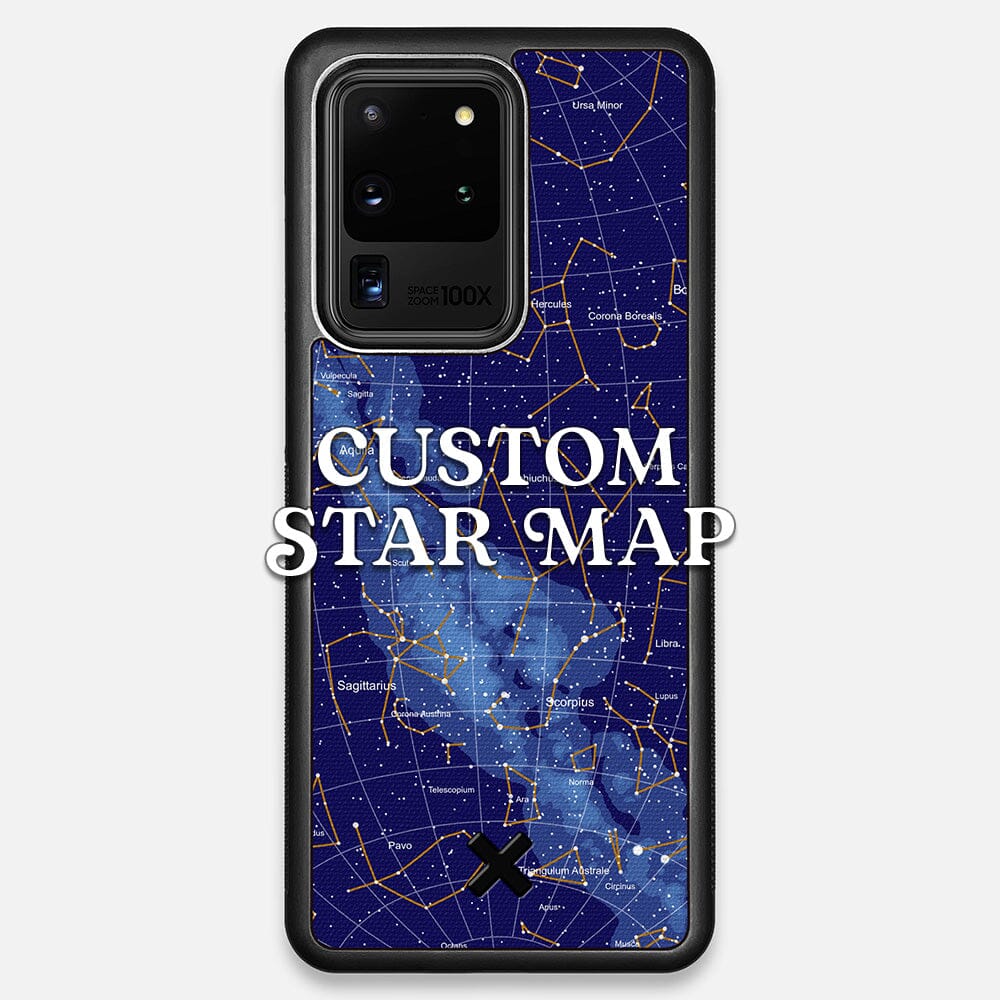 Front view of the Custom Star Map Printed Canvas Galaxy S20 Ultra Case by Keyway Designs