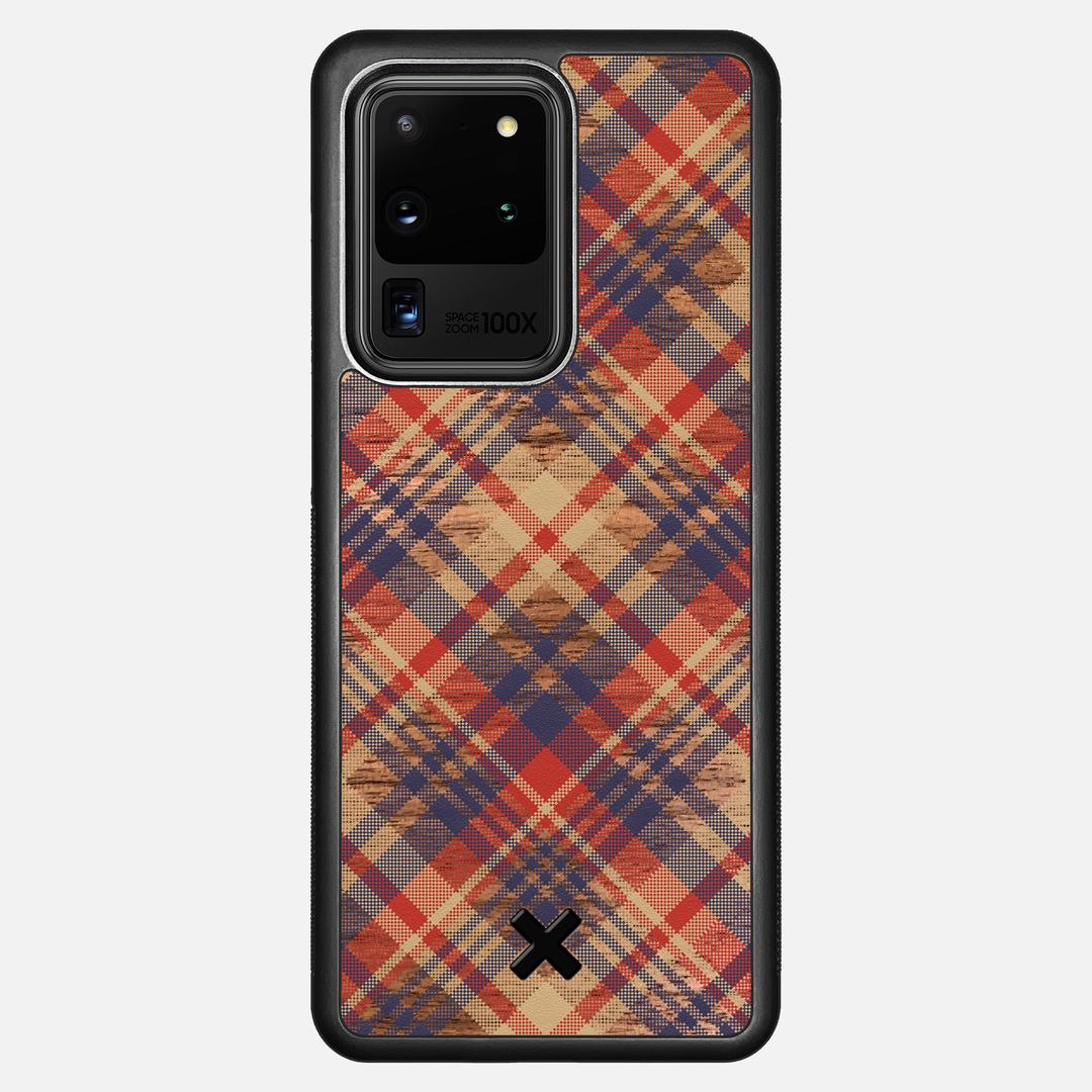 Tartan Case for the Samsung Galaxy S20 Ultra featuring a UV Printed Walnut Wood backer with the Keyway X Mark#Phone Model_Galaxy S20 Ultra