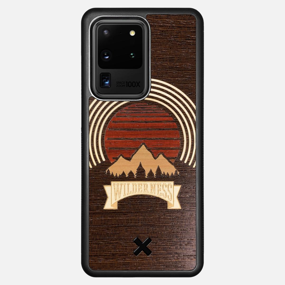 Wilderness Case for the Samsung Galaxy S20 Ultra featuring a Maple, Padauk, and Cherry Sunset inlay on a Wenge Wood backer with the Keyway X Mark#Phone Model_Galaxy S20 Ultra