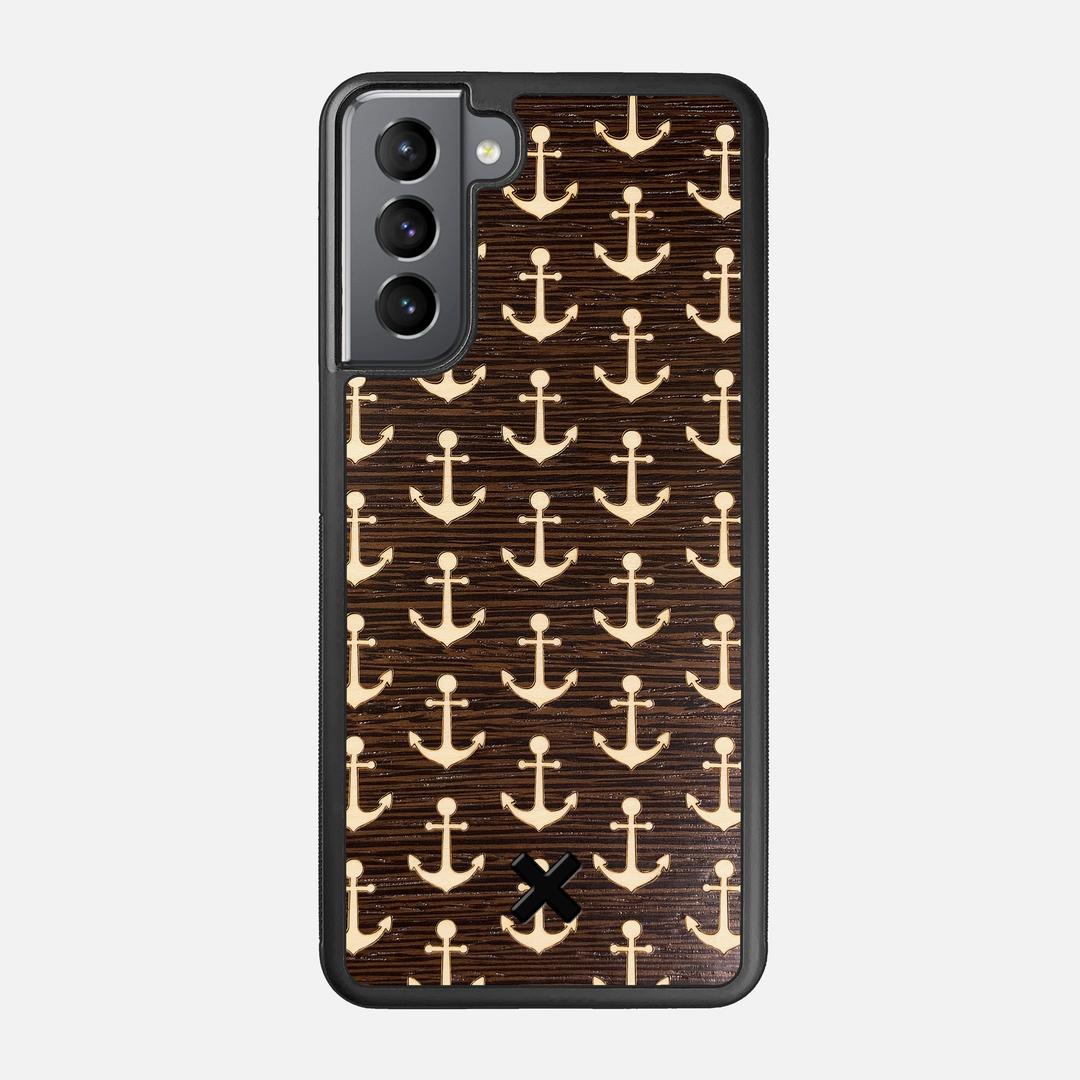 Anchor Case for the Samsung Galaxy S21 featuring a Maple and Wenge Wood backer with the Keyway X Mark#Phone Model_Galaxy S21